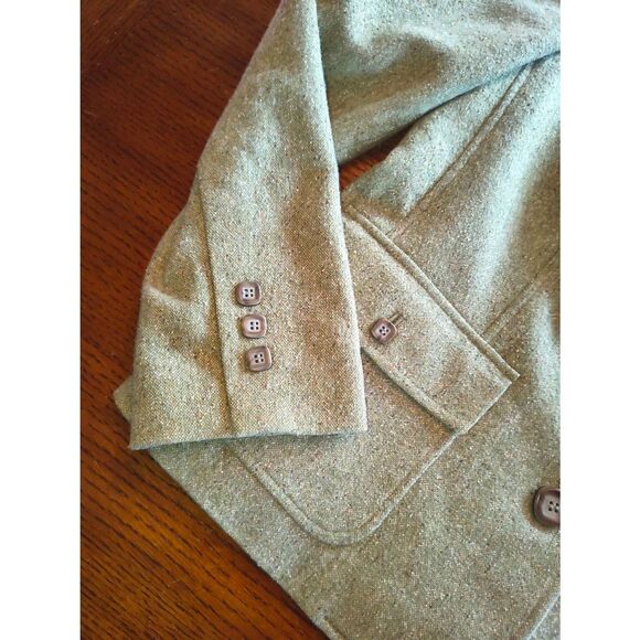 L.L.Bean women's wool silk-blend blazer muted green tweed vintage Size Small pet - Picture 5 of 13